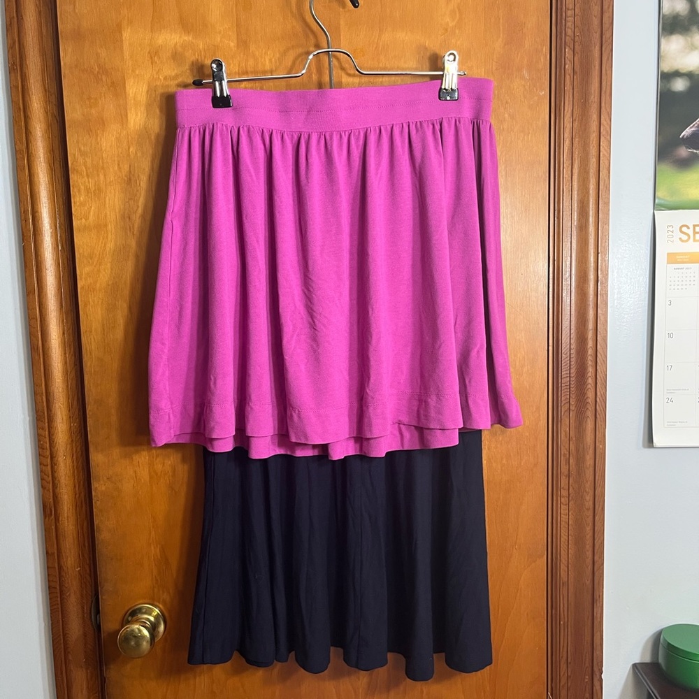 Ann Taylor LOFT Skirts, (S & MP) Flowy A-Line. Pink & Dark Navy Blue